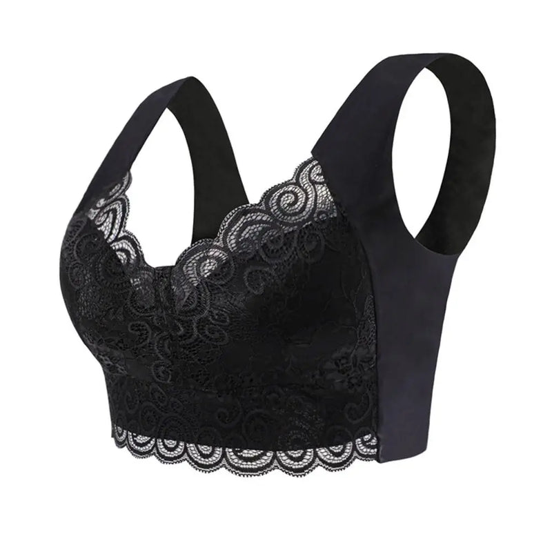 Fashion Wide Strap Lace Padded Bra Thin Ruffled Bucklless Sport Bra Bralette Vest Top Women's Push Up Bra Gift