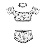 Sexy Lingerie Flower Embroidery Lace Bra Panties Women Underwear Set Transparent Mesh Erotic Lingerie Sexy Sleepwear Plus Size