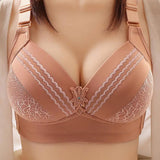 Women Bralette No Underwire Padded Wide Straps Breathable Soft Sexy Push Up Full Coverage Middle-aged Mom Ladies Wireless Bra