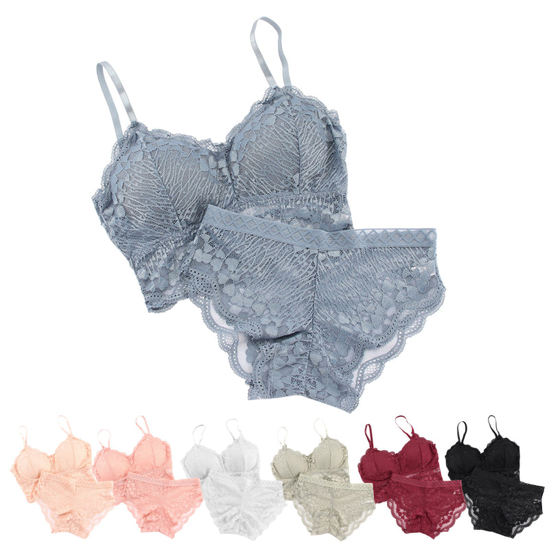 New In Underwear Set For Women Seamless Transparent Floral Soft Comfortable Lace Bra Sets Underwear Backless Bra Thong Set