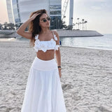 Sexy 3d Flower Chest Wrap Cropped Top Women Fashion Backless Sleeveless Slim Sling Tops 2024 New Summer Elegant Ladies Beachwear