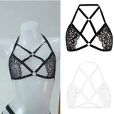 Women's Sexy Lace Strap Hanging Neck Bra Halter Neck Hollow Out Fun Sexy Lingerie Temptation Bralette Breast Cutouts Corsets