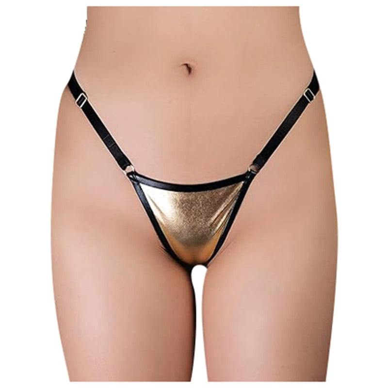 Women'S Lingerie Sexy Leather Like Thong Panties Comfort Fit Lingerie For Appeal Traceless G-String Panties Bikini T-Back