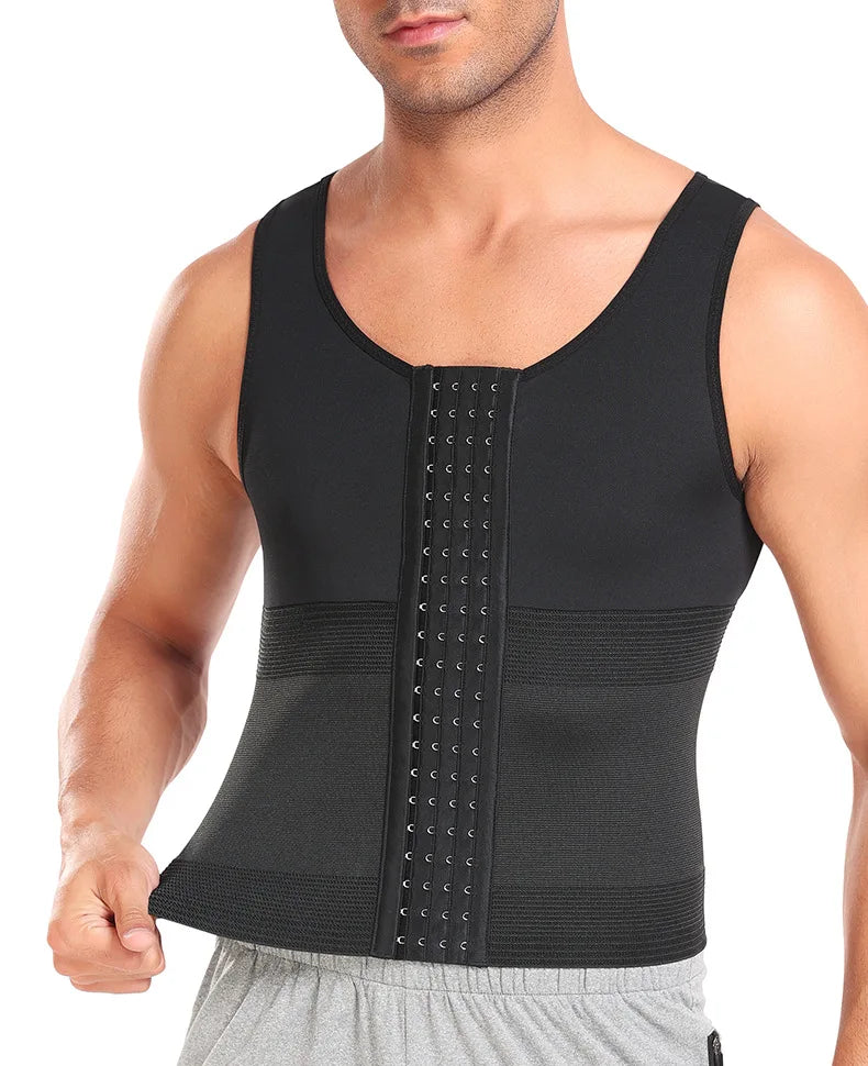 Men Slimming Body Shaper Vest Shirt Abs Abdomen Waist Trainer Corset Tummy Control Compression Tank Top Sleeveless Shapewear