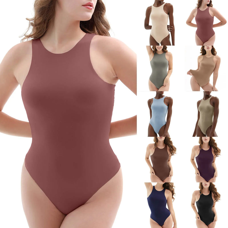 Sexy Bodysuit Women Tummy Control Panties Thong Shapewear Racerback Top Crop Seamless Body Sculpting Shapers High Neck Bodysuits