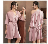 Satin Robe Female Intimate Lingerie Sleepwear Silky Bridal Wedding Gift Casual Kimono Bathrobe Gown Nightgown Sexy Nightwear