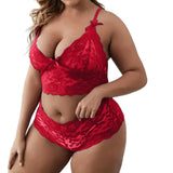 Ladies Plus Size Lingerie Set Sexy Lace Halter Bralette High Waist Panty Sets Pure Desire Langerie For Fine Women Intimates