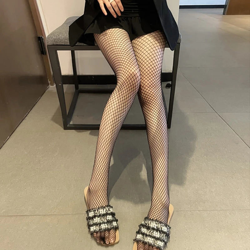 Sexy Women Long Fishnet Mesh Nylon Tights Body Stockings Slim Perfect Legs Fish Net Hollow Pantyhose High Waist Leggings Hosiery