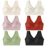 Comfortable Ruffle Seamless Padded Bra Wide Strap Beauty Back Women's Push Up Bra Vest Tops Bralette Wireless Bra Female