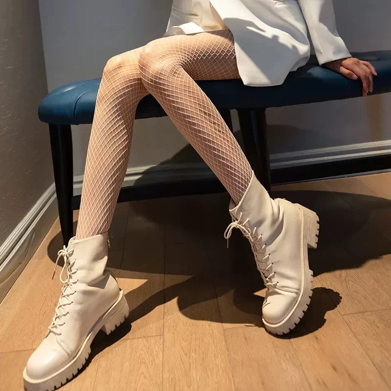 Sexy Women Long Fishnet Mesh Nylon Tights Body Stockings Slim Perfect Legs Fish Net Hollow Pantyhose High Waist Leggings Hosiery