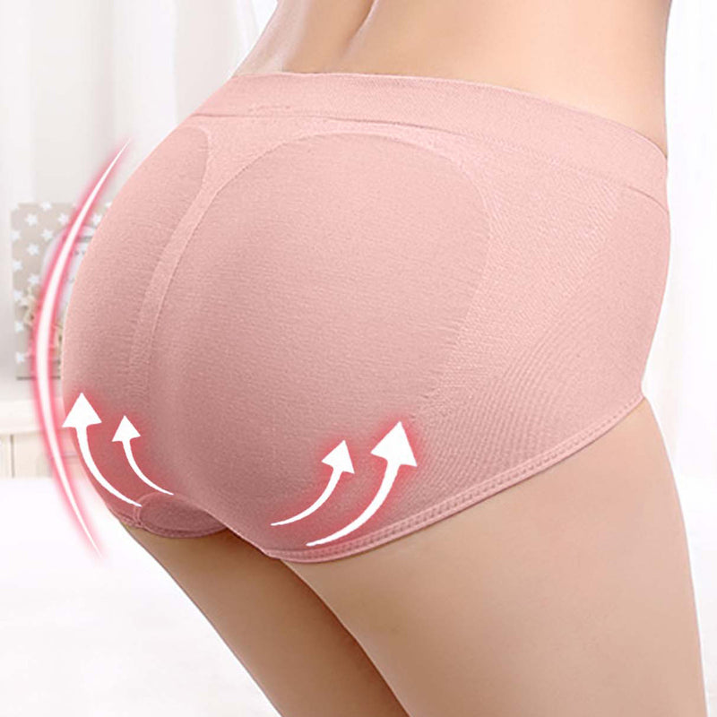 Women Soft Seamless Briefs Sexy Enhancer Hip Up Panties Solid Color Intimates Buttock Silicone Bum Padded Butt Underwear