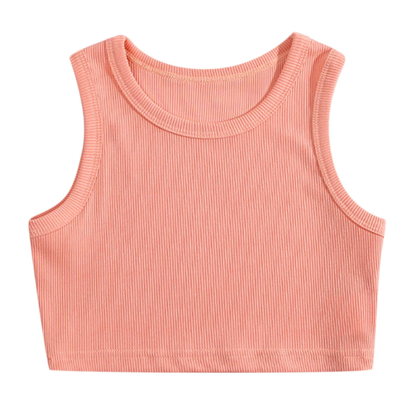 Toddler Kids Girls Crop Top Summer Racerback Camisoles Top Sleeveless Sports Dance Vest For Undershirts Teenager Tank Tops