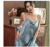 Satin Robe Female Intimate Lingerie Sleepwear Silky Bridal Wedding Gift Casual Kimono Bathrobe Gown Nightgown Sexy Nightwear