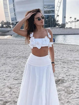 Sexy 3d Flower Chest Wrap Cropped Top Women Fashion Backless Sleeveless Slim Sling Tops 2024 New Summer Elegant Ladies Beachwear