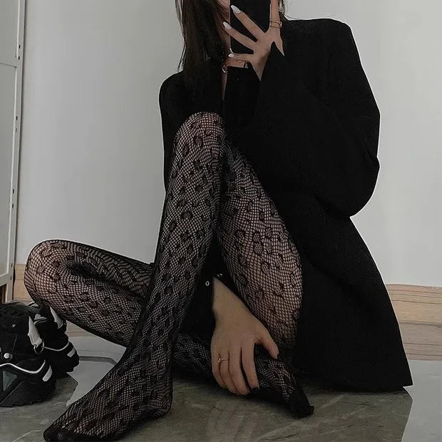 Gothic Tights Leopard Print Sexy Women's Printed Tight Design Black Hollow Stockings Fishnet Special Fashion Pantyhose Stocking