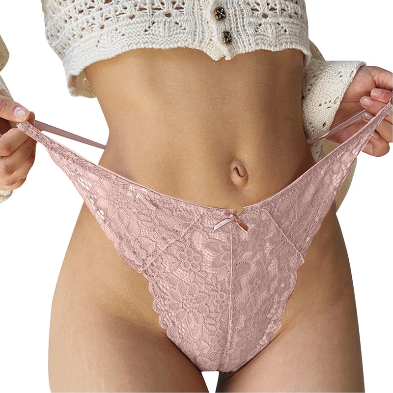 Sexy Lace Panty Temptation Hollow Out Perspective Underwear Breathable Soft Floral Embroidery Lingerie G String Women High Waist