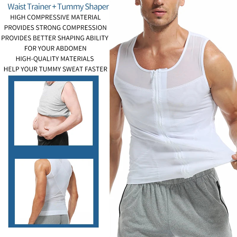 Men Compression Shirt Slimming Body Shaper Belly Tummy Shapewear Abdomen Reducer Corset Top Gynecomastia Slim Tummy Shapers Vest