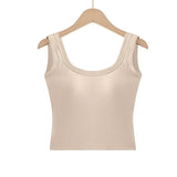 Loose Camisoles Tops Adjustable Spaghetti Strap Push Up Detached Padded Bra Tank Tops Backless Slimming Temperament Wear