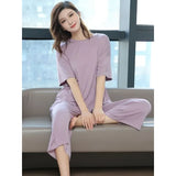 Cropped Trousers Thin Summer Loose Can Be Worn Outside Loungewear Set Refreshing Soft Modal Pajamas Ms. Summertime Short Sleeve