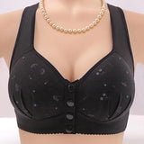 Front Button Bra Comfortable Wireless Bralette with Front Button Closure Padded Wide Straps Full Coverage for Pregnant Women