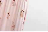 Cute Rabbit Printed Summer Pajama Sets Lapel Short Sleeve Cardigan Trouser Sleepwear Modal Soft Comfortable Homewear Suit