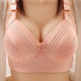 Women Bralette No Underwire Padded Wide Straps Breathable Soft Sexy Push Up Full Coverage Middle-aged Mom Ladies Wireless Bra