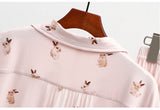 Cute Rabbit Printed Summer Pajama Sets Lapel Short Sleeve Cardigan Trouser Sleepwear Modal Soft Comfortable Homewear Suit