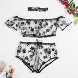 Sexy Lingerie Flower Embroidery Lace Bra Panties Women Underwear Set Transparent Mesh Erotic Lingerie Sexy Sleepwear Plus Size