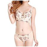 Satin Lace Pajama Set for Women Underwear High Side Bra & Panty Set Women Cute Top And Bottom Set Underwear Lace Brief Set